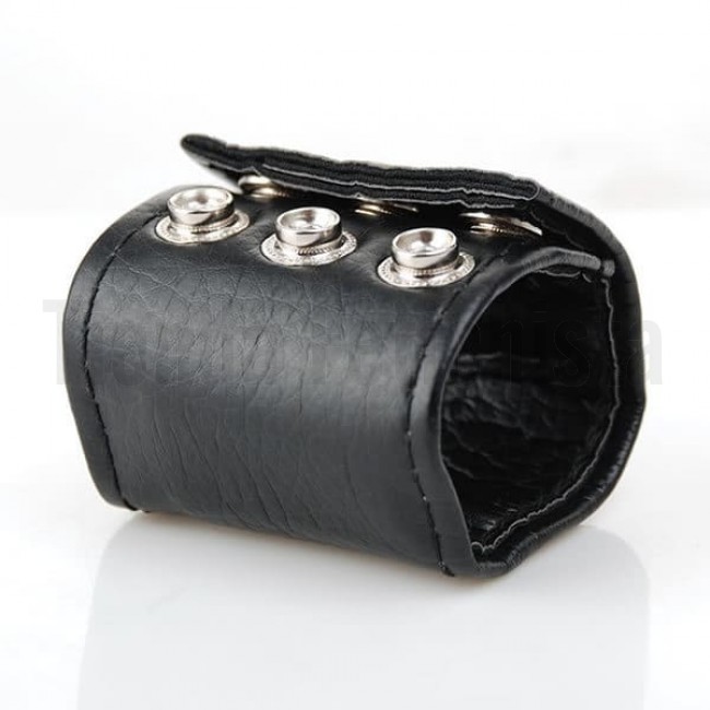 Cockring Ballstretcher En Cuir Noir - Parachute Pour Bourses, Sextoy Neuf